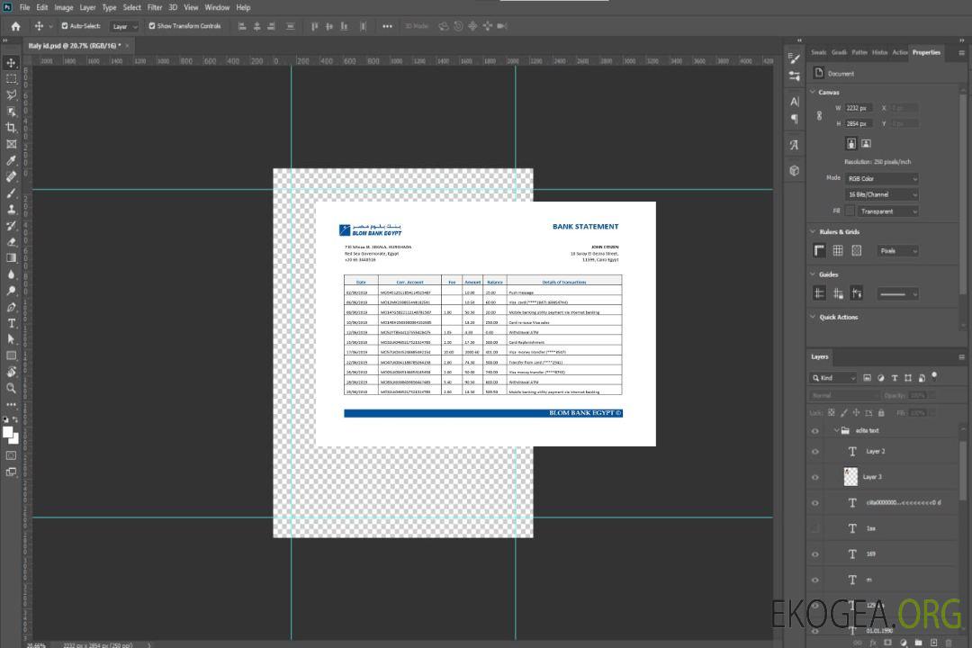Relevé de la banque égyptienne Blom template Relevé de la banque égyptienne Blom template
